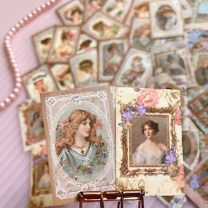 Pacote de adesivos de scrapbook de flor de janela de menina vintage, laptop ipad telefone scrapbooking envelope cartão planejador diário adesivos decorativos diy