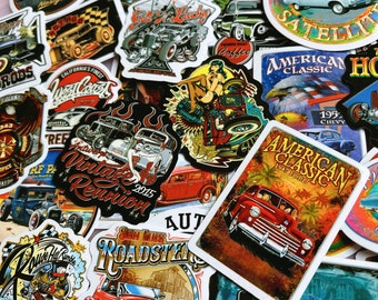 Vintage Hot Rod Stickers,  Decals for Laptop, Skateboard (50pcs)