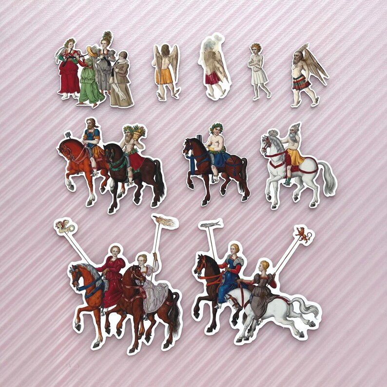 Medieval Knight and Lady Rider Stickers, Renaissance Mythology Art (51 ...