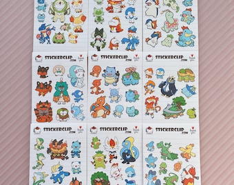 G1 to G9 Poke Starter Sticker Sheets