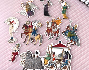 Medieval Knight Stickers, Historical Fantasy Art Vinyl Decals, Female Knights Sticker Pack