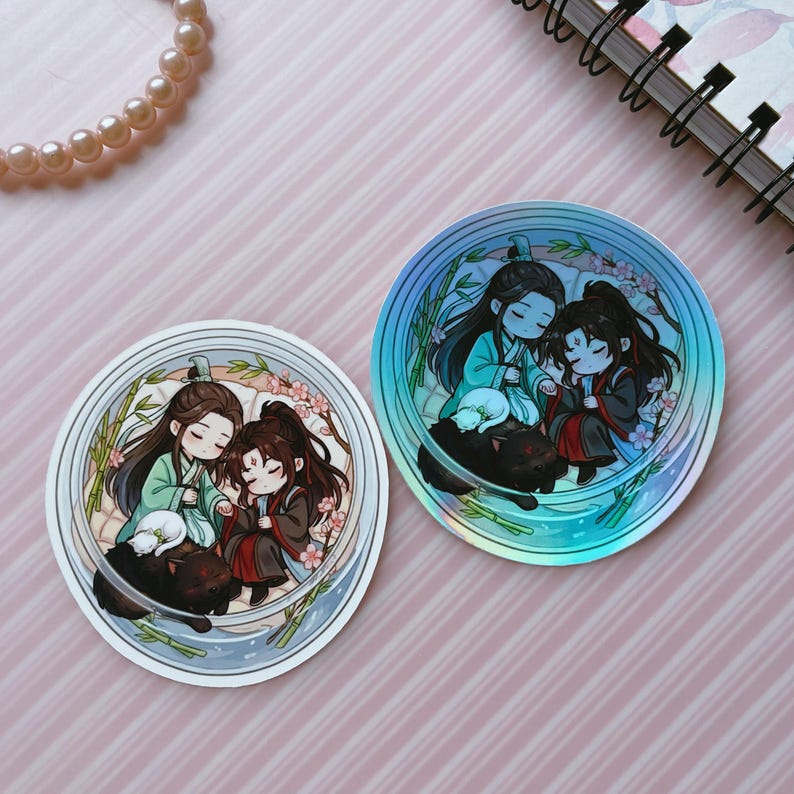 Danmei Chibi Holographic Stickers, BL 3inches Laptop Decals image 13