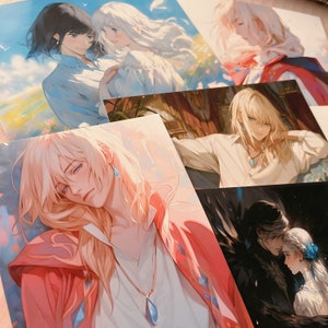 Anime postcard set, Howl sticker set,Anime fanart prints, mini wall art, greeting card