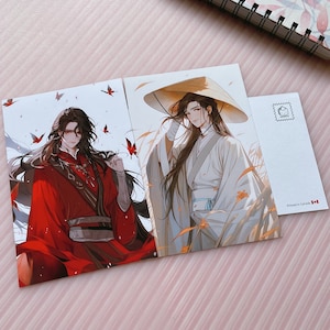 Heaven Official's Blessing prints,Tian Guan Ci Fu(TGCF)postcards,Crimson Rain Sought Flower,天官赐福sticker,Hualian,MXTX,Gold Foil,Danmei,BL