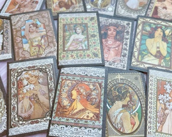 Alphonse Mucha Stickers, Vintage Art Nouveau, Scrapbooking Supplies
