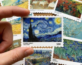 90 Pcs Van Gogh Stamp Sticker Pack: Famous Art Journal Scrapbook Supplies