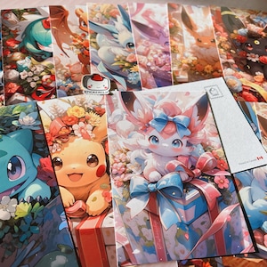 Juego de pegatinas de postales de anime, mini impresiones de arte de pared, tarjetas de felicitación, tarjetas lindas