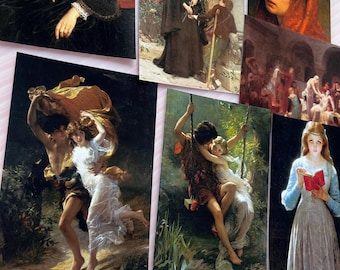 7PCS Bouguereau Art Postcard Set: 19th Century Fine Art Prints