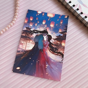 Liebe zwischen Fee und Teufel Postkarte, chinesisches Drama Canglanjue Druck, Yu Shuxin, Wang Hedi Anime Aufkleber, Cang Lan Jue Mini Wandkunst
