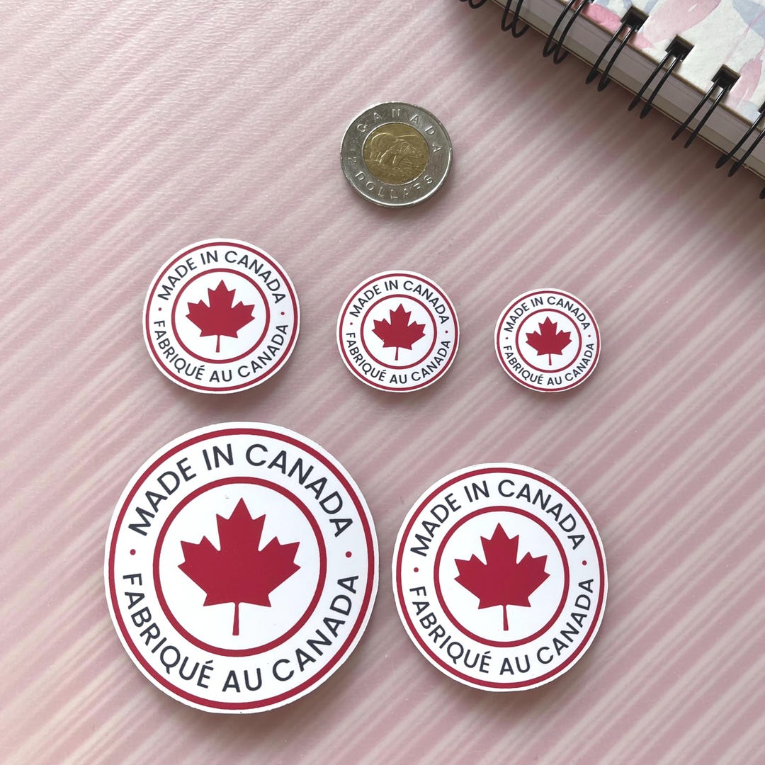 Made in Canada Maple Leaf Stickers: Bilingual Vinyl Labels - Etsy