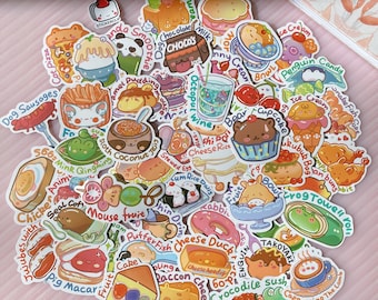 Kawaii Food Animal Stickers, Laptop Decals