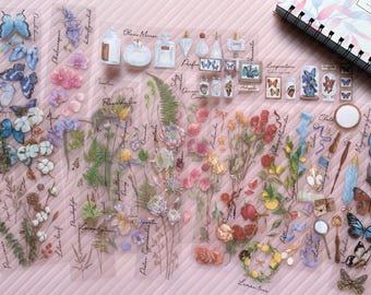 Pegatinas de mariposas y flores para diario de mascotas: Suministros para scrapbooking retro