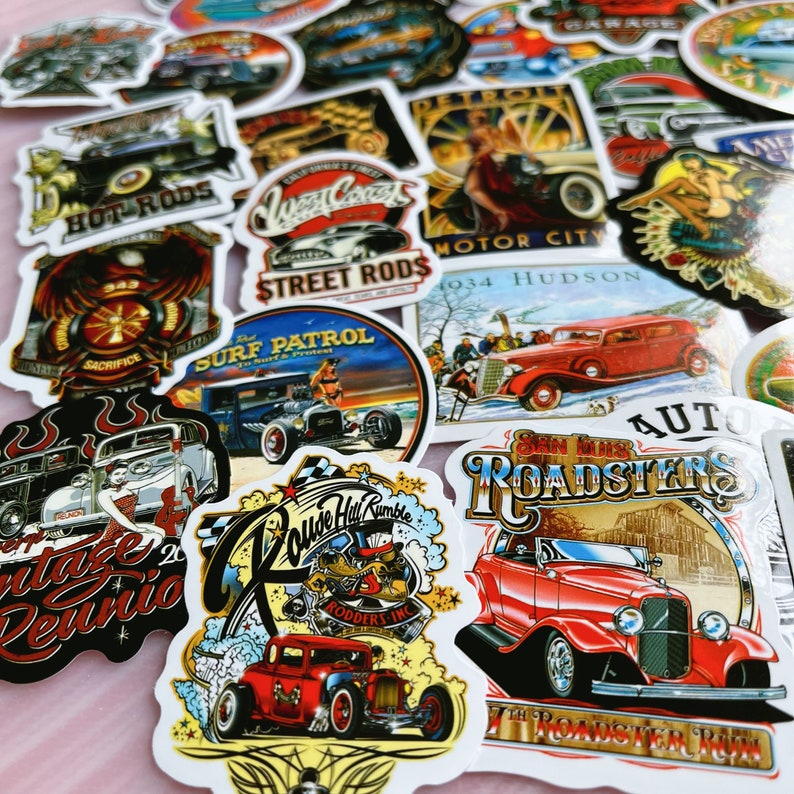 Vintage Hot Rod Stickers, Decals for Laptop, Skateboard (50pcs) - Etsy