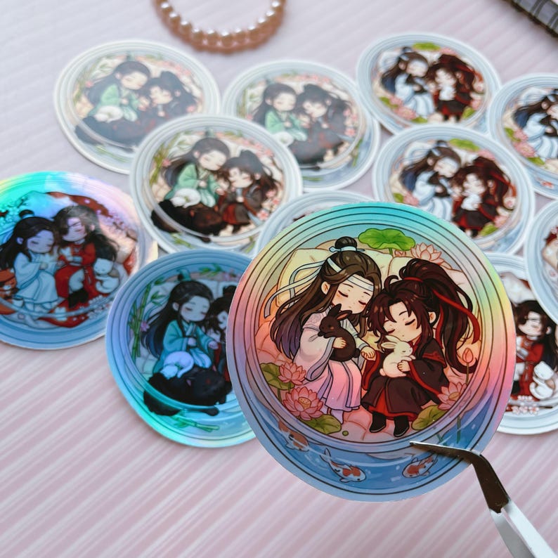 Danmei Chibi Holographic Stickers, BL 3inches Laptop Decals image 3
