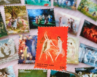 Pegatinas de sellos vintage de danza de hadas, ninfas de arte clásico, calcomanías para diarios estilo cottagecore de Muse