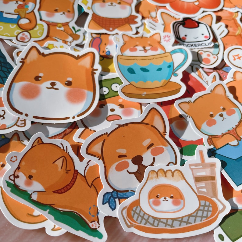 Kawaii Shiba Inu Dog Sticker Pack, Laptop Stickers (50 Pcs) - Etsy