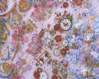 Floral PET Sticker Sheet: Botanical Journal Scrapbooking Stickers