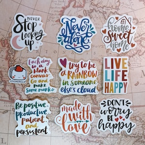 9pcs geestelijke gezondheid motiverende woorden glanzende sticker, inspirerende citaten sticker, stickers voor laptop, waterfles, hydroflask, tuimelaar
