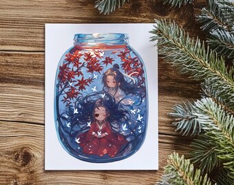 TGCF Art Print: Hualian Chibi Sticker, Boy Love Deco