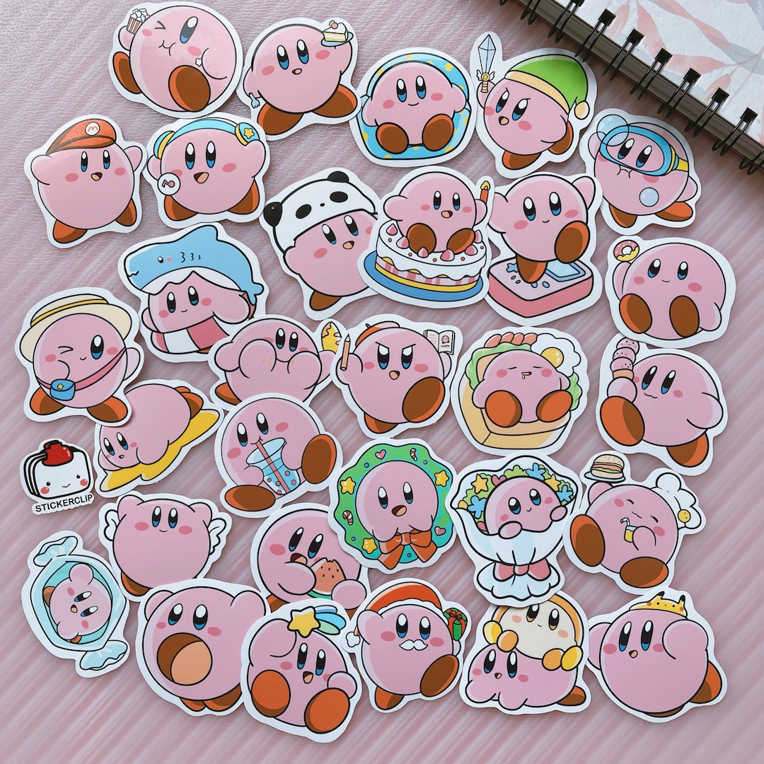 Kirby Stickers, Anime Glossy Sticker Pack, Aesthetic Stickers,cute Kirby Decals, Kawaii Kirby
