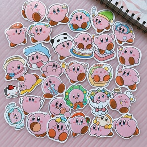 Kirby stickers, Anime glossy sticker pack,  Aesthetic Stickers,Cute Kirby Decals, kawaii Kirby gift