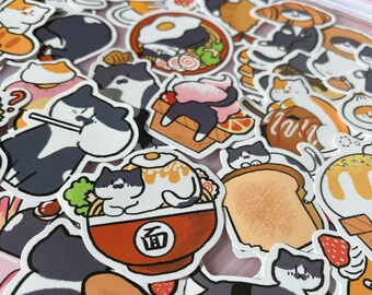 Kawaii Chubby Cat Stickers, Cat Lover Decals, 50 Pcs