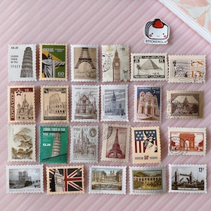 Old vintage stamps traveler Poster for Sale by Onyria Art
