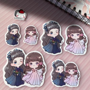 love between fairy and devil sticker,CangLanJue stickers,XiaoLanhua, DongFangQingCang Chibi decals,Hanfu laptop,phone,water bottle stickers