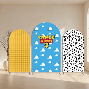 Toy Story Photo Arch Backdrop Cover:Wild Cow Boy Birthday Party Decoration