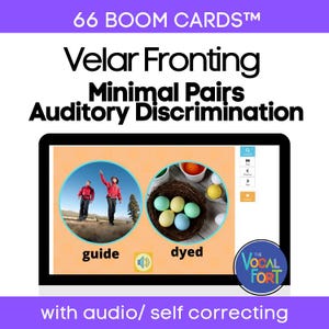 Fronting Minimal Pairs Boom Cards™ avec audio | Pratique de K et G | Orthophonie | Discrimination auditive | Aucune préparation