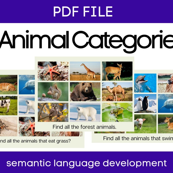 Animal Categories Learning Activity for Speech Therapy