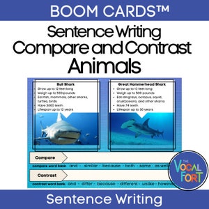 Compare & Contrast Animals Boom Cards™ | Sentence Writing with Real Photos | Speech Therapy, ESL, Language Skills