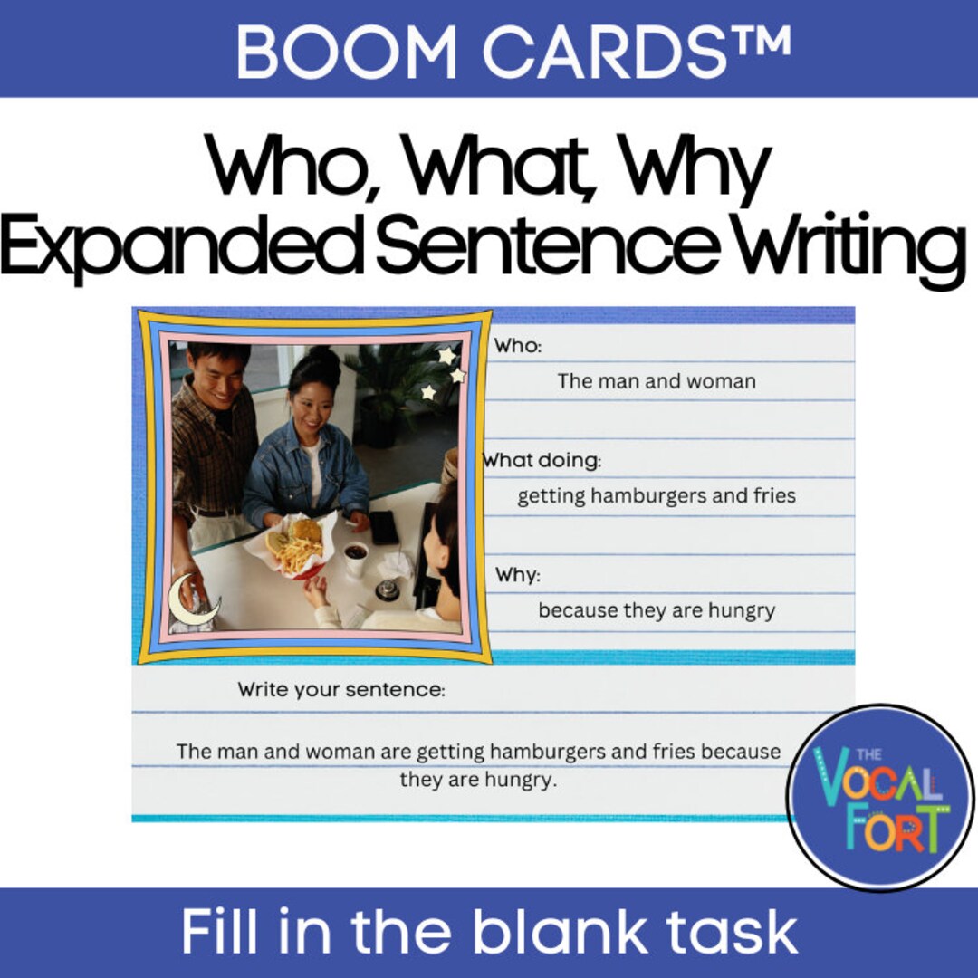 Who, What, Why Expanded Sentence Writing BOOM CARDS Etsy