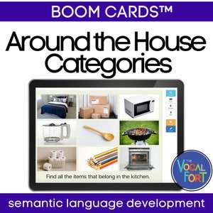 Tarjetas interactivas Boom Cards™: Tema para la casa para terapia del habla y desarrollo del lenguaje