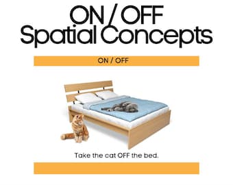 Concepts spatiaux Cartes Boom™ On et Off Activité d'apprentissage numérique pour l'orthophonie