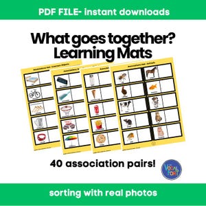 Association Matching PDF | Real Photo Visual Activity | Speech Therapy, Special Ed, Autism, Vocabulary Builder