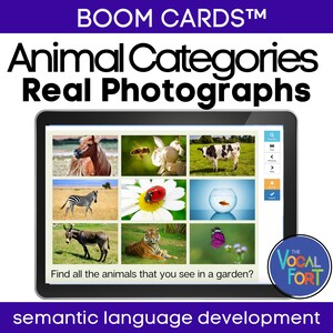 Catégories d'animaux Boom Cards™ | Orthophonie numérique pour catégoriser avec de vraies photos pour l'autisme, l'ALS et le développement du langage