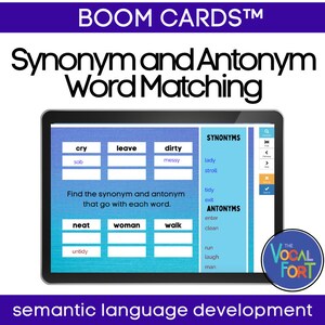 Synonym and Antonym Boom Cards™ | Vocabulary Match Game | Speech Therapy & ELA Resource