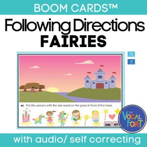 Following Directions Boom Cards™ (Fairy Theme) | Digital Speech Therapy Activity