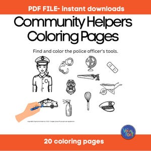 Community Helpers Coloring Pages | 20 Occupations PDF Download | Jobs and Tools Activity Preschool Kindergarten Worksheets