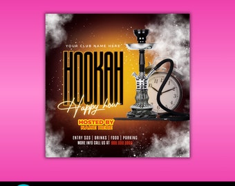 DIY Hookah Club or Lounge Happy Hour Canva Template