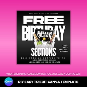 free section Hookah Club or Lounge Happy Hour Canva DIY easy to edit food drinks fun occasion birthday Template