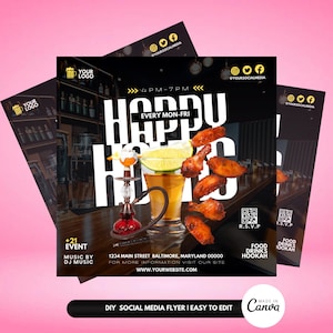 DIY Shisha Club oder Lounge Happy Hour Canva Vorlage