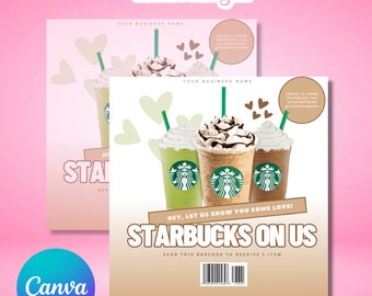 Customer Appreciation Starbucks Flyer diy easy to edit drink beverage treat social media business client Canva Template loyalty loyal
