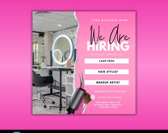 DIY HIRING salon boutique Flyer Canva Template