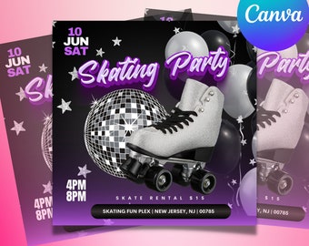 Skating Party Flyer Canva Template