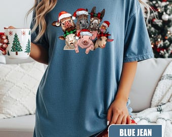 Julklappströja med djur, söt kyckling, ko, gris, get, trendig julklappströja med djur, julklapp