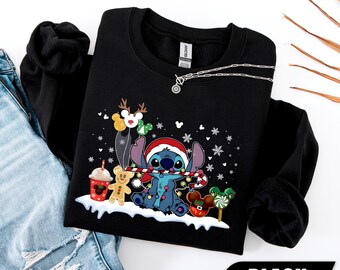 Felpa natalizia Disney Stitch, maglione natalizio Lilo e Stitch, maglietta natalizia Disney, regali di Natale per bambini, felpa Disney