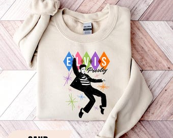 Felpa girocollo di Elvis Presley, maglietta di Elvis Presley, maglione del Re del Rock and Roll, maglietta con il merchandising di Elvis Presley, regalo per fan di Elvis Presley