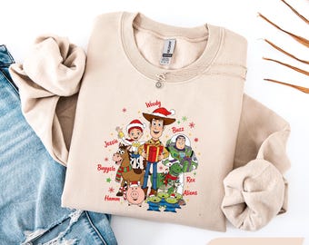 Sudadera navideña de Toy Story, regalo navideño de Disney, sudadera navideña familiar de Woody y Buzz, suéter navideño familiar, camiseta navideña de regalo